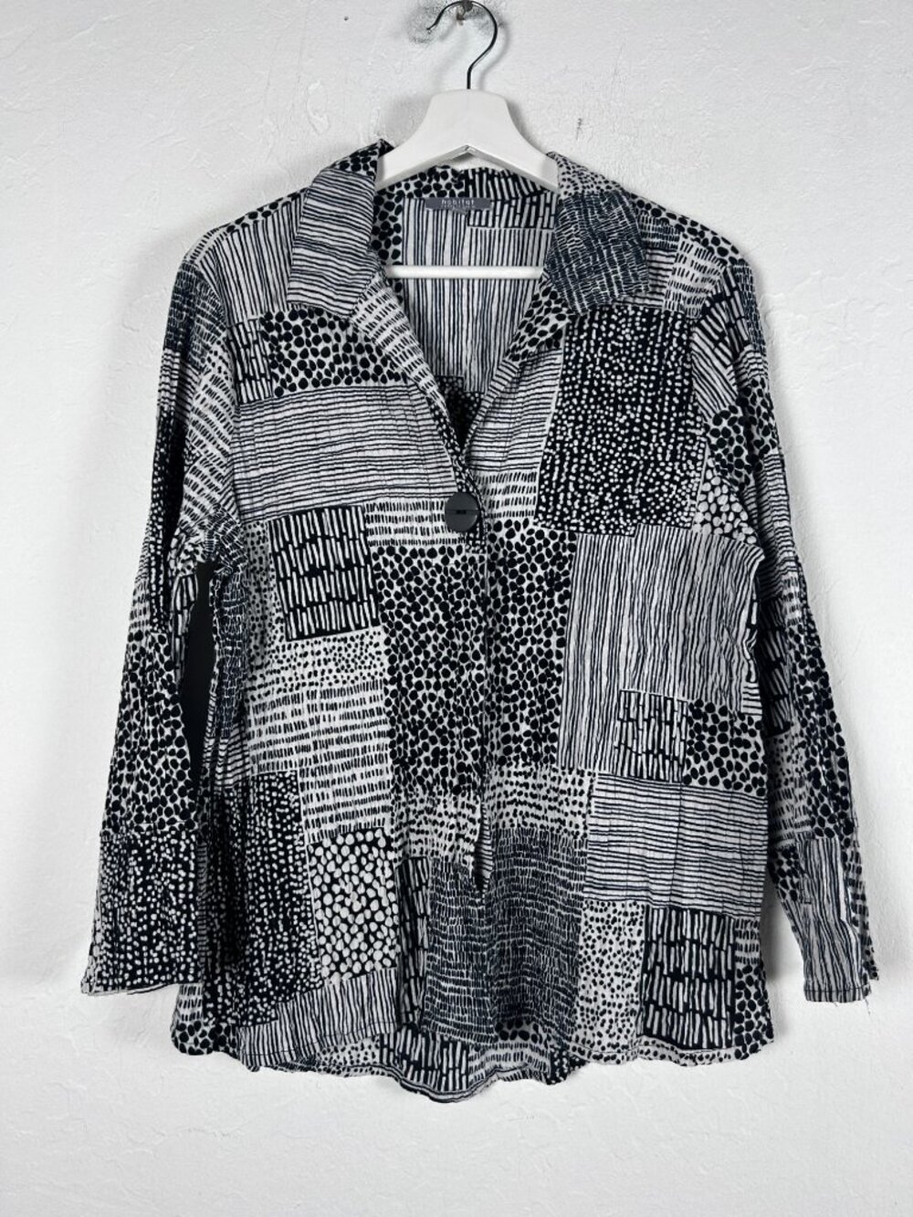 Habitat Womens Black & White Mixed Print Lightweight Button Front Jacket Small